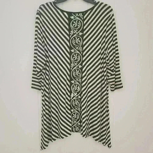 Multiples Striped Tunic Top 3/4 Sleeves Stretch Size PL - Picture 2 of 8